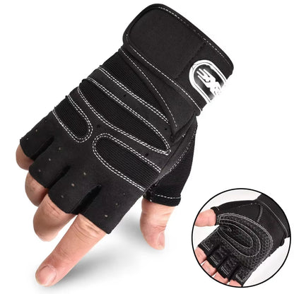 Professional Half Finger Fitness Gloves for Men and Women with Wrist Support for Weight Lifting and Riding - Non-Slip Design for Horizontal Bar Training
