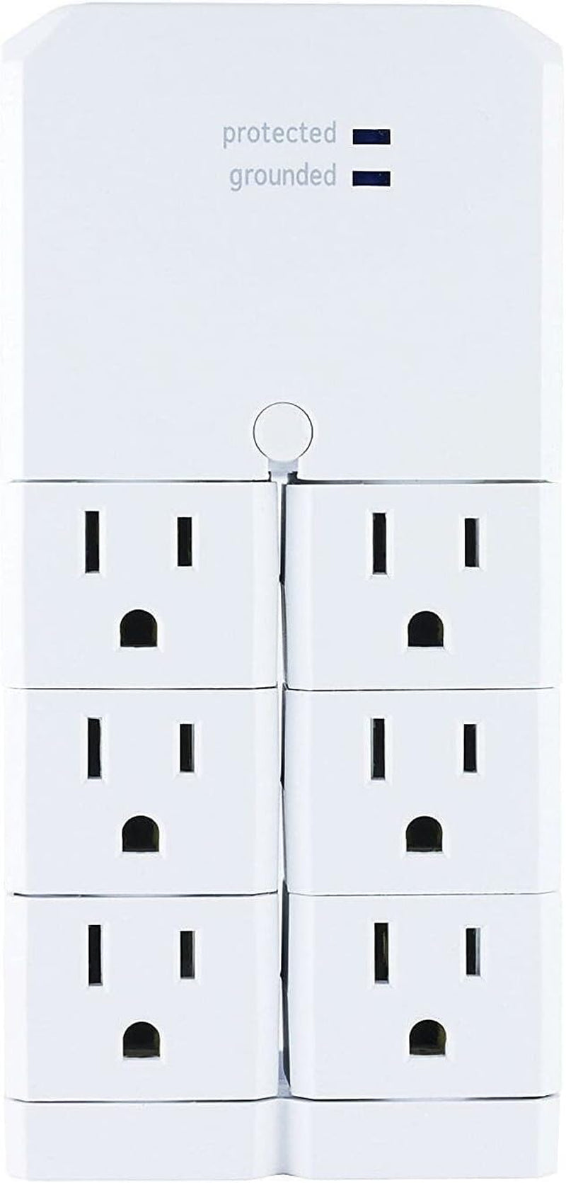 Pro 6-Outlet Extender Sur Protector with Swivel Outlets, Wall Tap Adapter, 90 Degree Rotation, 1080 Joules, Warranty, UL Listed, White, 37063