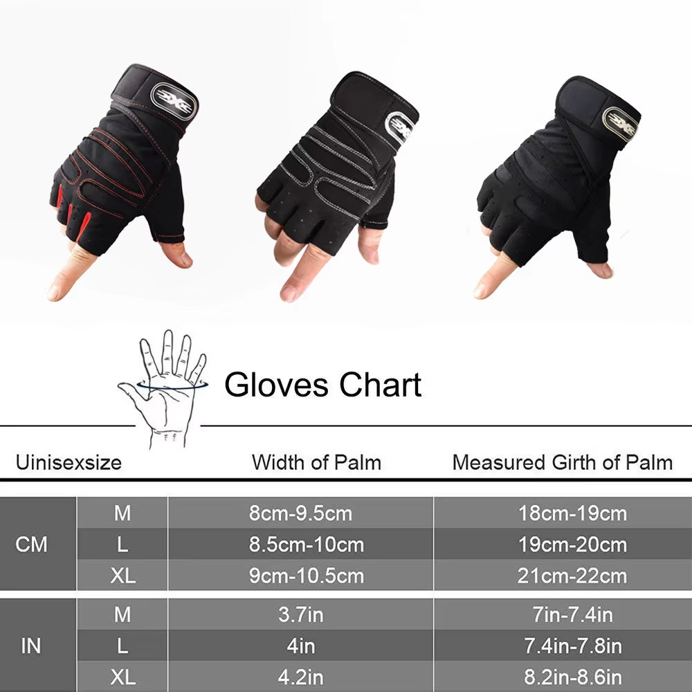 Professional Half Finger Fitness Gloves for Men and Women with Wrist Support for Weight Lifting and Riding - Non-Slip Design for Horizontal Bar Training