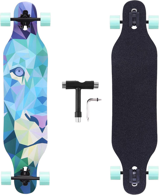 41 Inch Freeride Longboard Drop through Skateboard 8 Ply Canadian Maple Complete Cruiser for Cruising, Carving, Free-Style and Downhill