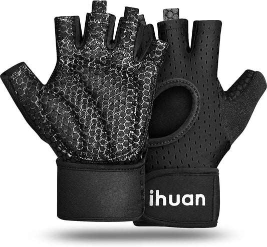 Breathable Weight Lifting Workout Gym Gloves: Fingerless Exercise Wrist Support | Enhance Palm Protection | Extra Grip for Fitness |Training | Rowing | Pull-Ups