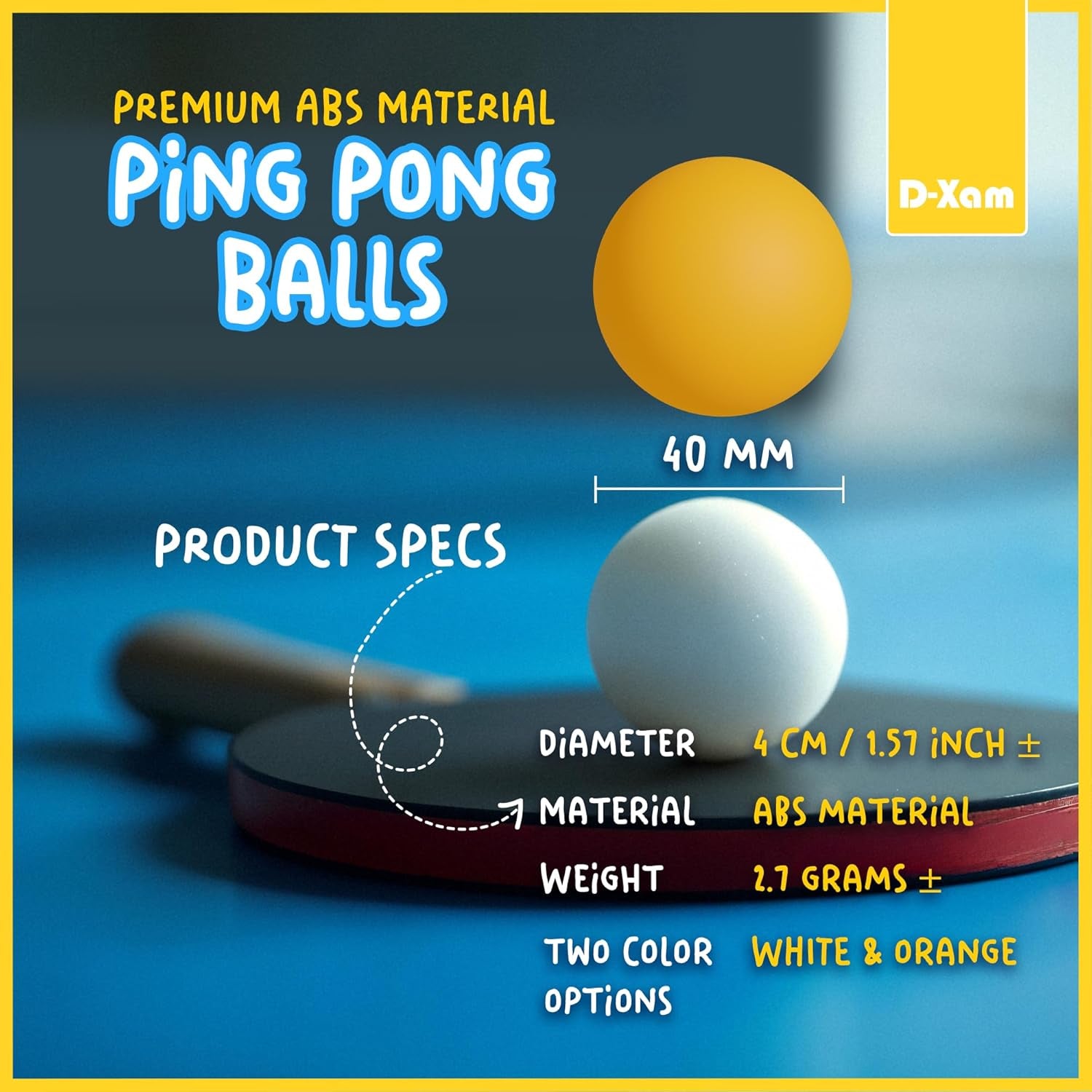 Ping Pong Balls White 15 or 50 Pack, Professional ABS Table Tennis Ball 1 Star 40Mm Official Size + Weight, for Training & Practice - Durable High Performance