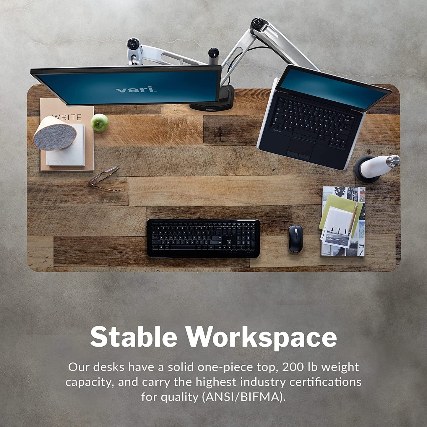 Electric Adjustable Standing Desk - 60"x30" Dual Motor with Memory Presets and Stable T-Style Legs - Reclaimed Wood Home Office Essential