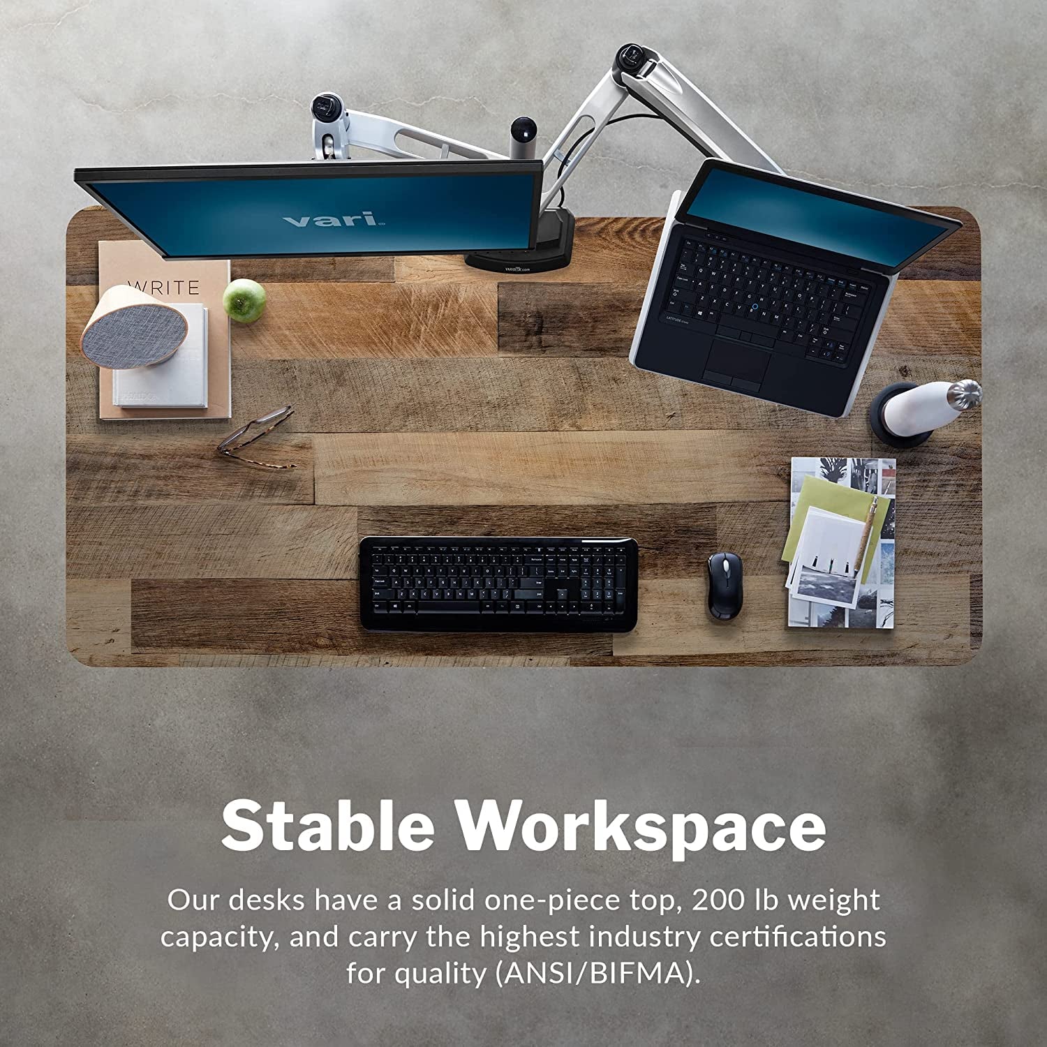 Electric Adjustable Standing Desk - 60"x30" Dual Motor with Memory Presets and Stable T-Style Legs - Reclaimed Wood Home Office Essential