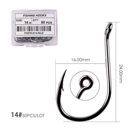 50Pcs / 20Pcs / Box Circle Carp Eyed Fishing Hook Size 2-22# Ring Eye Japan Fishhooks Fishing Hooks Single Jig Fish Hook Tackle